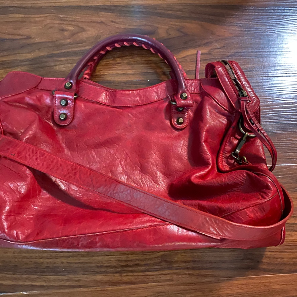 Balenciaga Red Leather le city motorcycle bag - Picture 2 of 9